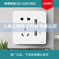 施耐德双USB五孔插座带五孔充电家用绎尚插座
